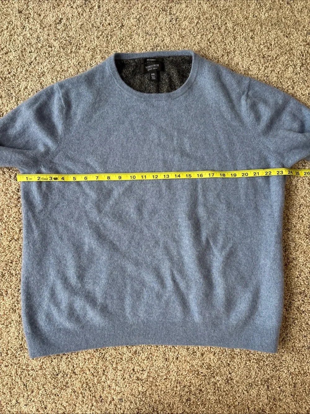 Nordstrom 100% Cashmere Sweater Mens Size XXL Blue Crew Neck Soft Lightweight